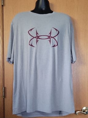Under Armour Light Gray Short Sleeve Tee with Maroon Logo